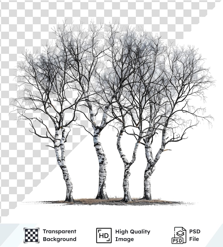 PSD png transparente de abedules desnudos de invierno perfecto para proyectos de diseño imágenes de alta resolución para