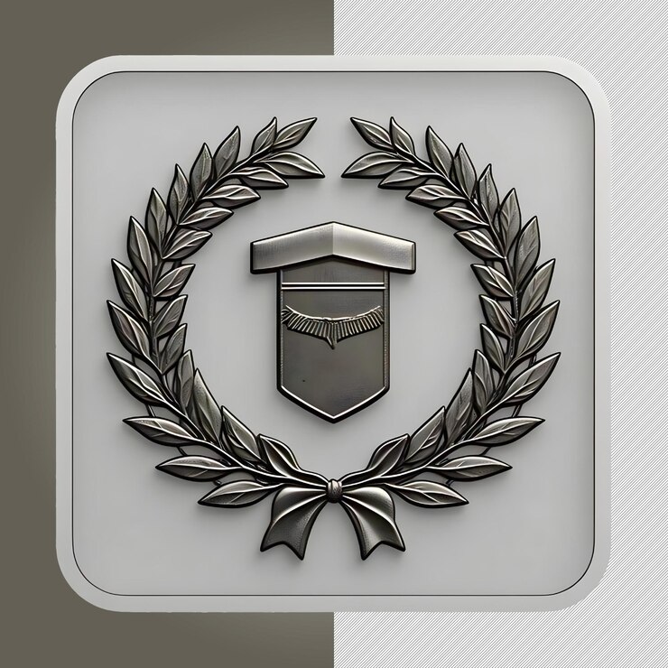 PSD png transparente aislado del emblema de plata