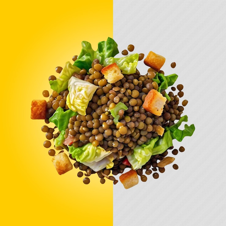 PSD png transparente aislado de ensalada de lentejas