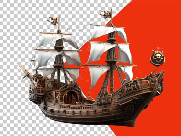 PSD png transparente disponible en 3d que muestra el fantasma del barco pirata sobre un fondo transparente