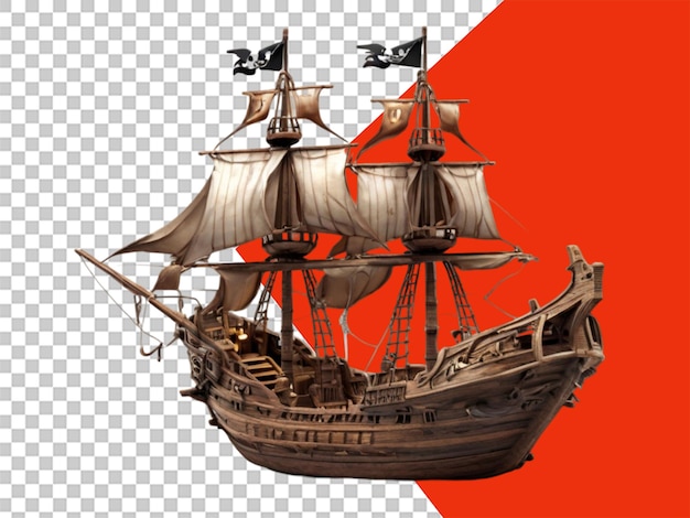 PSD png transparente disponible en 3d que muestra el fantasma del barco pirata sobre un fondo transparente