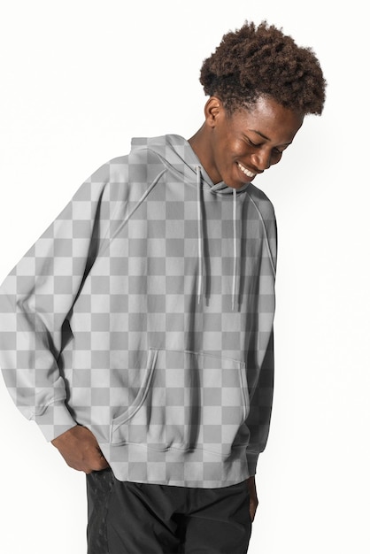 Png-transparentes Hoodie-Mockup für Winter-Jugendbekleidungsshoot