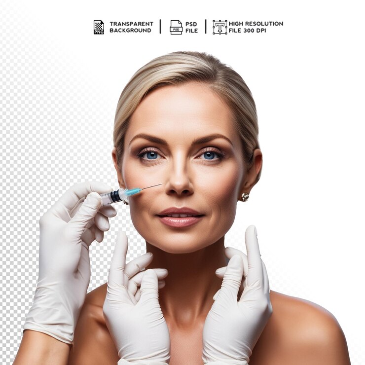 PSD png trasparente di una donna matura che si fa il botox
