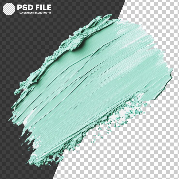 PSD png trazo de pintura verde suave en lienzo blanco