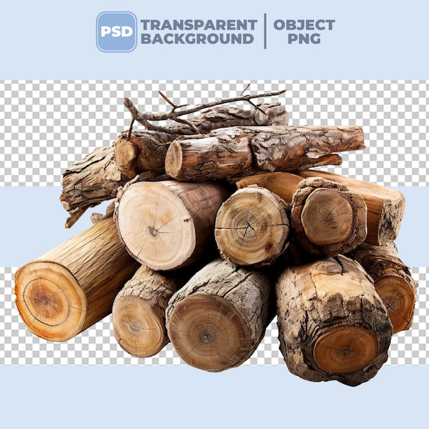 PSD png troncs de bois de longueur moyenne fond transparent psd