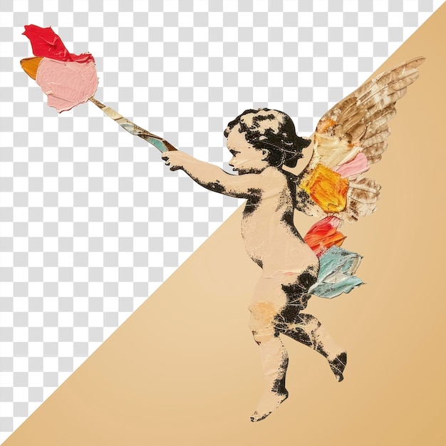 PNG Um Cupido com um papel de pintura de arte com pincel pastel