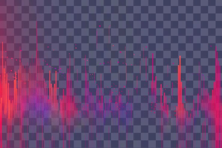 PSD png um fundo de ondas sonoras digitais roxo vibrante
