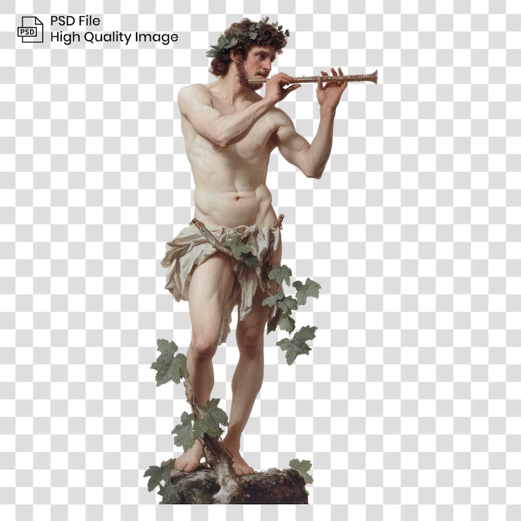 PSD png un satiro che suona il flauto arte mitologia greca