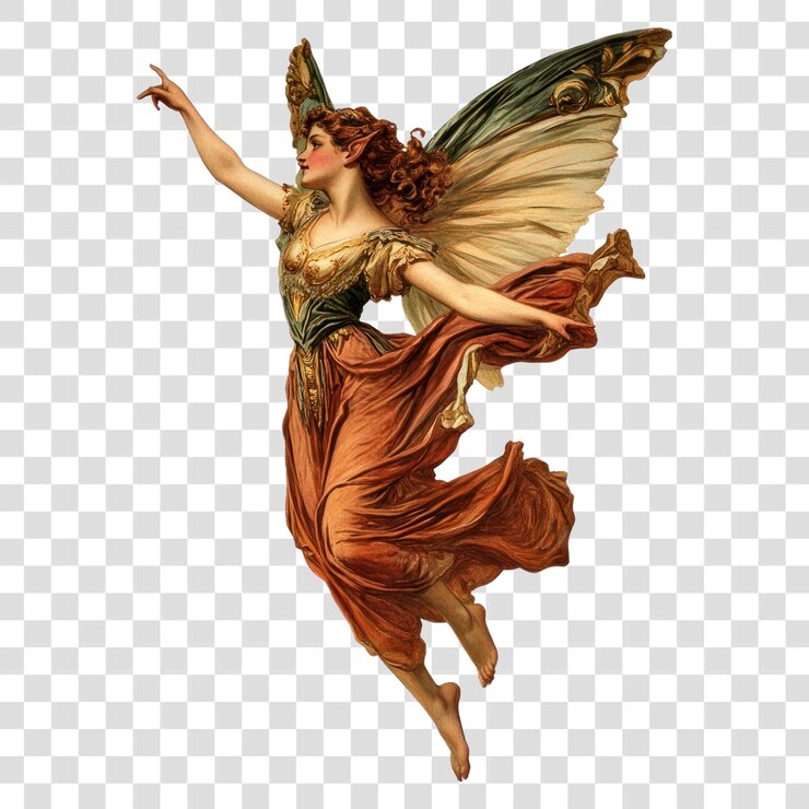 PSD png una fata che danza in stile vittoriano vintage