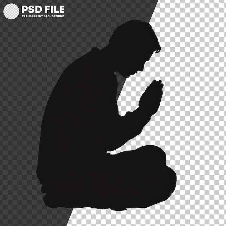 PSD png una persona si inginocchia in preghiera con le mani abbracciate che riflettono devozione e meditazione in un ambiente sereno