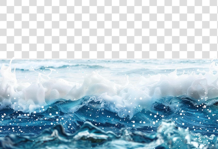 PSD png les vagues vibrantes de l'océan éclaboussent énergiquement