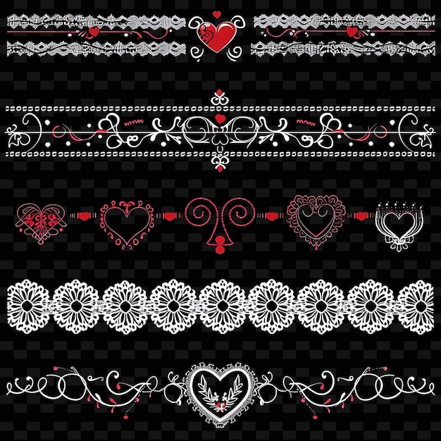 PSD png valentinstag string borderlines design mit herzmotiven aillustration abstract sammlungen