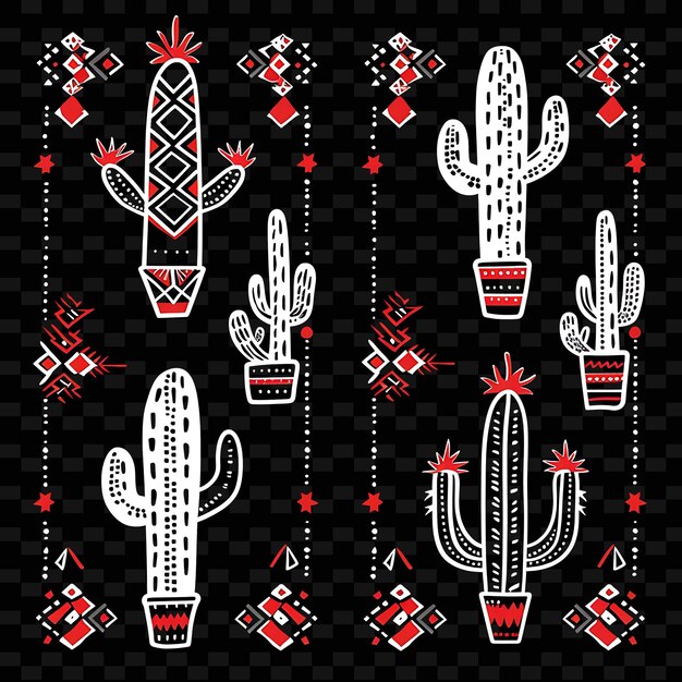 PSD png vibrant cactus borderlines design com motivos do sudoeste aillustration abstract collections