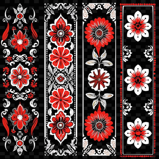 PSD png vibrant geranium flowers borderlines diseño con ilustraciones marroquíes colecciones abstractas