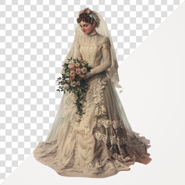 PNG Vintage eleganza da sposa bellezza senza tempo