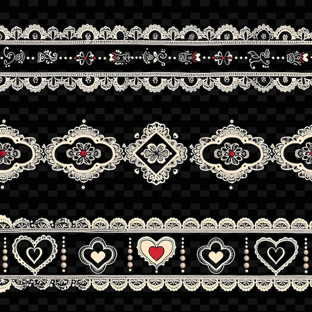 PSD png vintage spitze string borderlines design mit herzmotiven und illustrationen abstrakte sammlungen