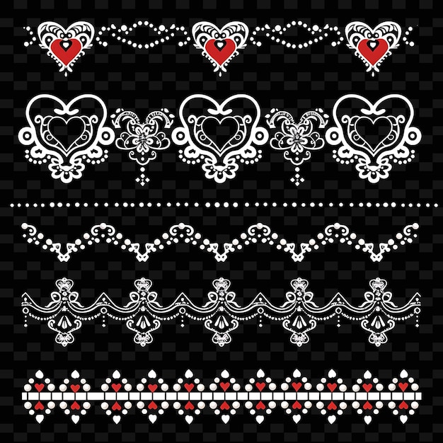 PSD png vintage spitze string borderlines design mit herzmotiven und illustrationen abstrakte sammlungen