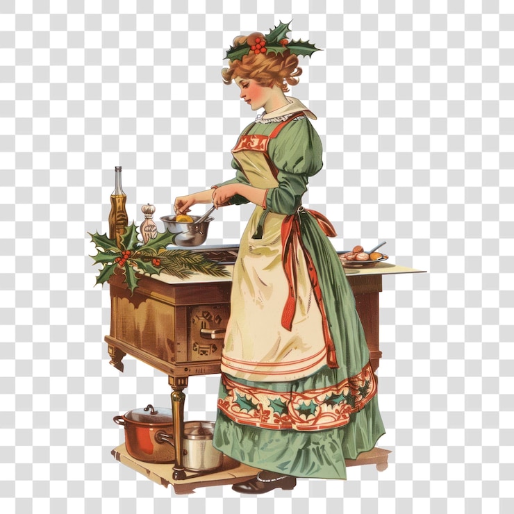 PSD png-vintage-weihnachtsgericht-illustration