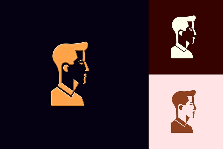 PSD png vista lateral del candidato con expresión resuelta icon art dec diseños abstractos icónicos aislados