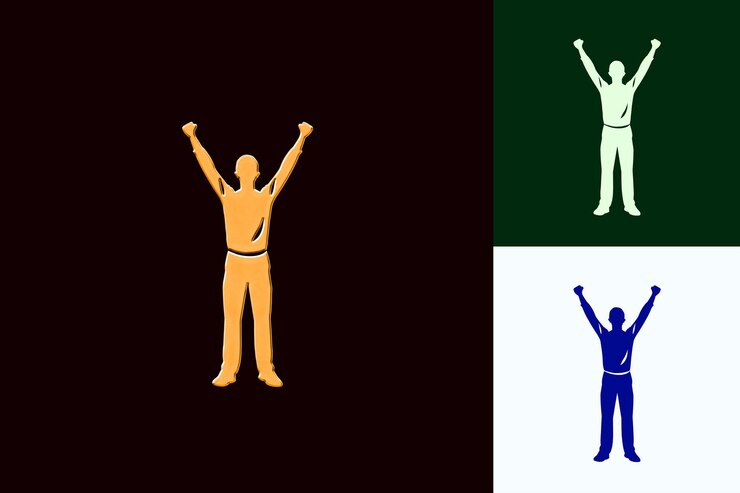 PSD png vollkörper des kandidaten in energischer pose ikon-expressionist isolierte ikonische abstrakte designs
