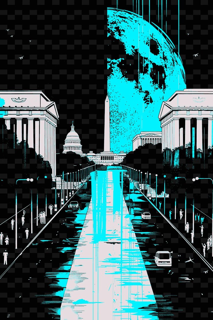 PSD png washington dc con escena de la calle política y monumentos mu ilustración escena de la ciudad decoración artística