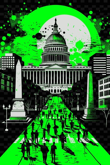 Png washington dc mit politischer straßenszene und denkmälern mu illustration citys szene kunstdekor