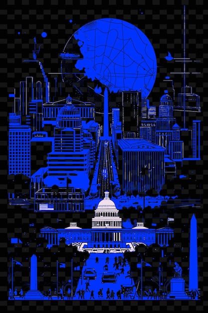 PSD png washington dc mit politischer straßenszene und denkmälern mu illustration citys szene kunstdekor