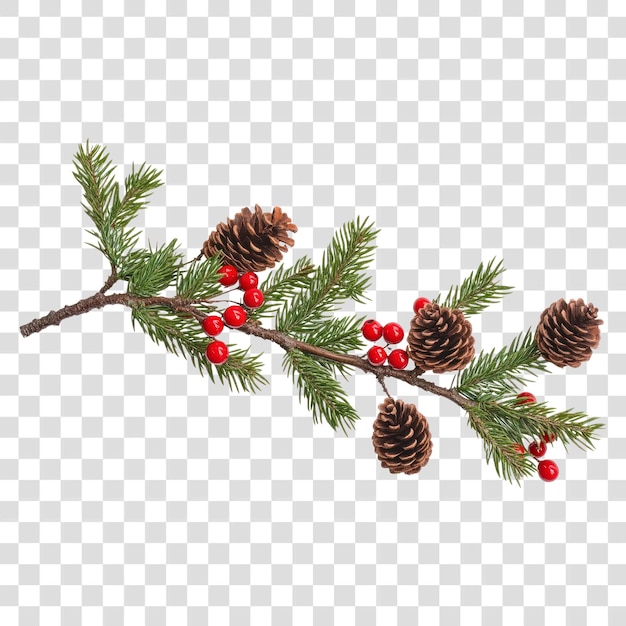 PNG Weihnachtsbaumzweig Pinienbeeren rot