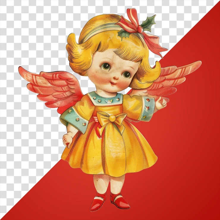 PSD png weihnachtsengelspielzeug weihnachtscharakter vintage
