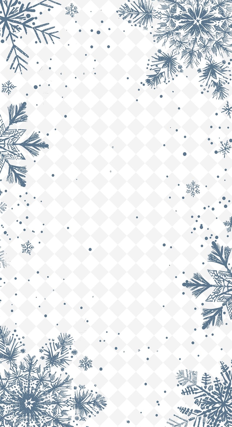 PSD png winter-postkarten-design mit schneeflockenrahmen-stil verzierter konturkunst schreibkunst dekorativ