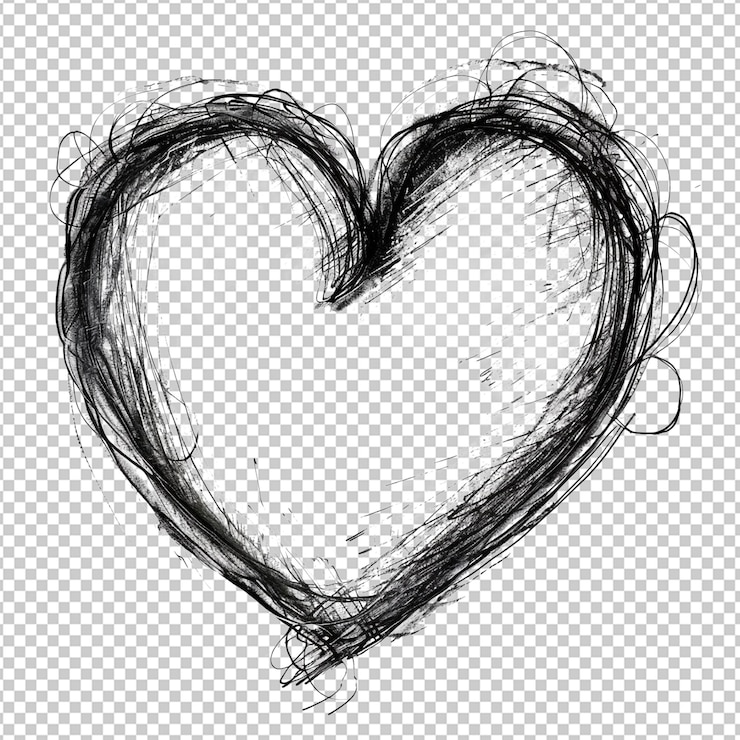 PSD png wireframe sketch del cuore