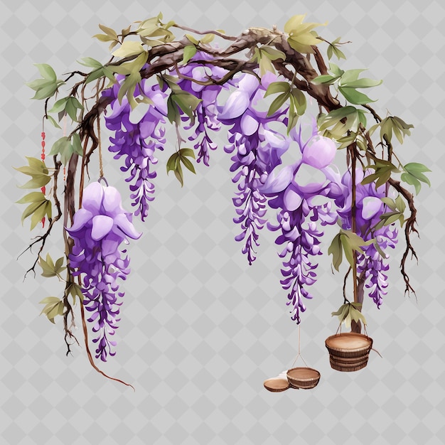 Png wisteria bonsai terra cotta pot compuesto de hojas arco de jardín transparente decoración de árboles diversos