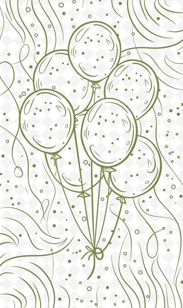 PSD png witzige postkarten-design mit einem ballonrahmen-stil accompa umrisskunst scribble dekorativ