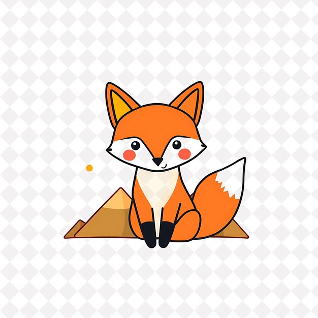 Png zorro feliz con formas triangulares dispuestas como una cordillera cálido atardecer diseño animal lindo