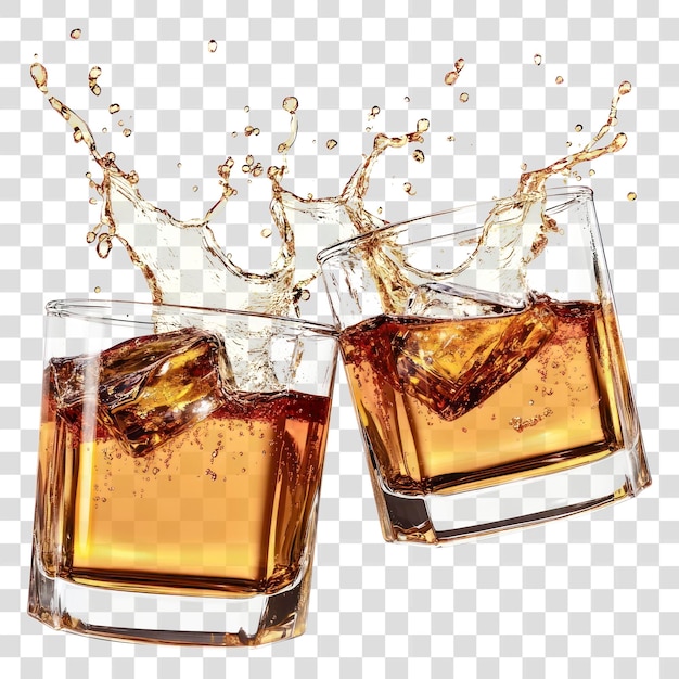 PNG Zwei Whiskygläser klingeln zusammen Getränk Alkohol Spritz
