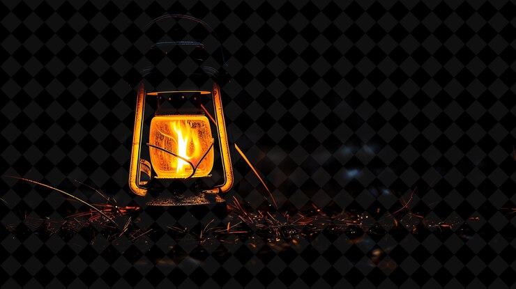 PSD pngene glowing lantern fire con tonalità calde di ambra e rosso fi neon texture effect y2k collection