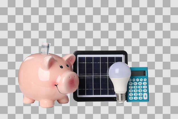 PNGPanel solar preto portátil com cofre isolado em fundo branco