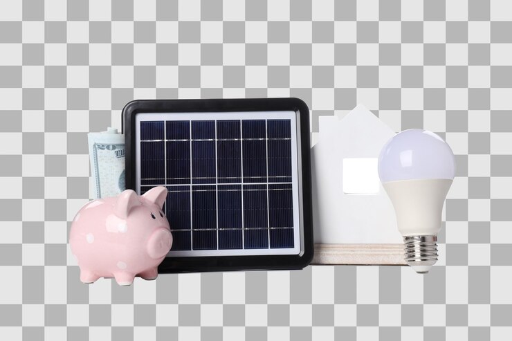 PSD pngpanel solar preto portátil com cofre isolado em fundo branco