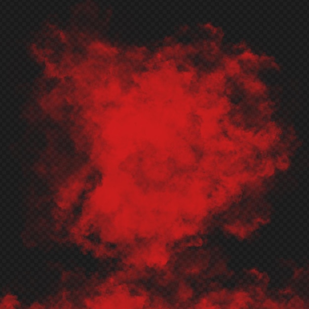 Pó de fumaça vermelho isolado sobre fundo transparente