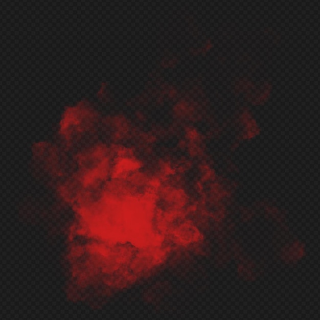 Pó de fumaça vermelho isolado sobre fundo transparente