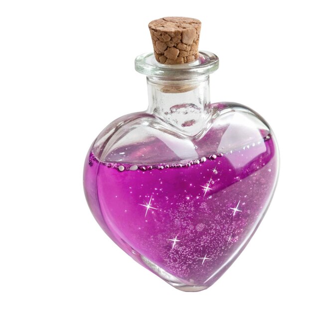 poción mágica en una botella en forma de corazón