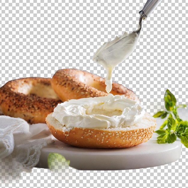 PSD un poco de queso cremoso en un bagel