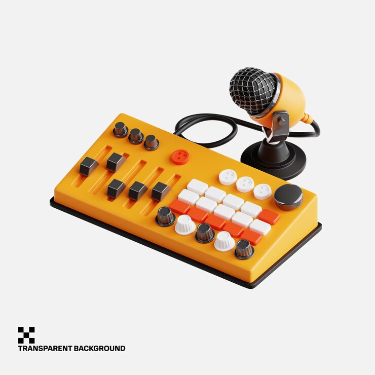 PSD podcast-audio-mixer mit mikrofon-einstellung