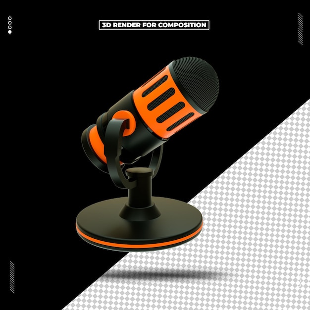 PSD podcast de microfone de ícone de objeto de renderização 3d