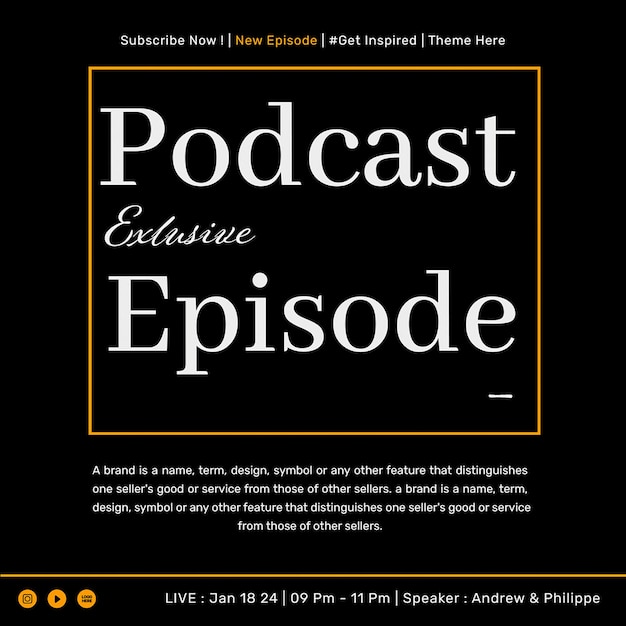 Podcast de episodio exclusivo plantilla de publicación de Instagram diseño psd