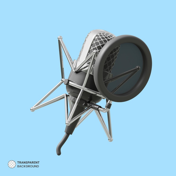 PSD podcast-kondensatormikrofon-symbol isolierte 3d-render-illustration