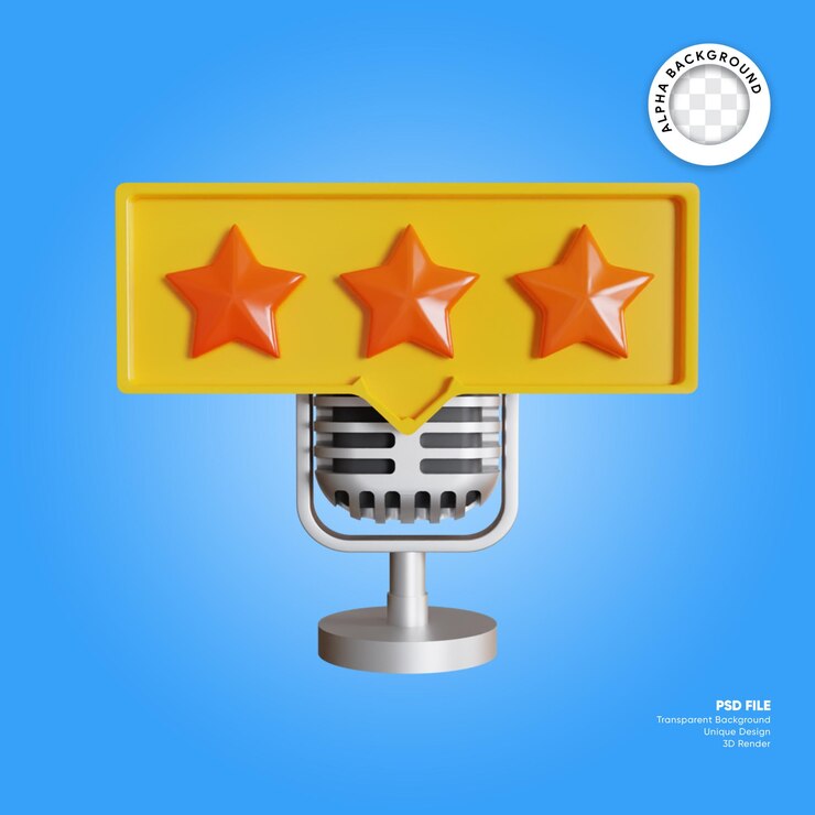 PSD podcast de mejor calificación de icono de ilustración 3d