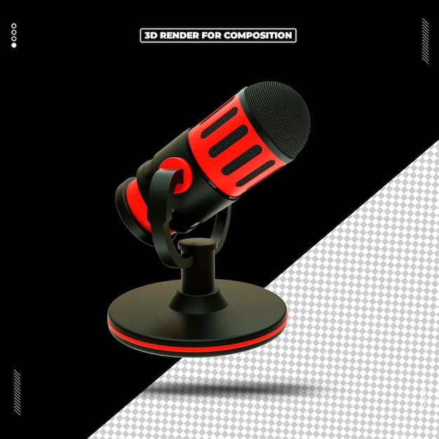 Podcast de micrófono de icono de objeto de renderizado 3D