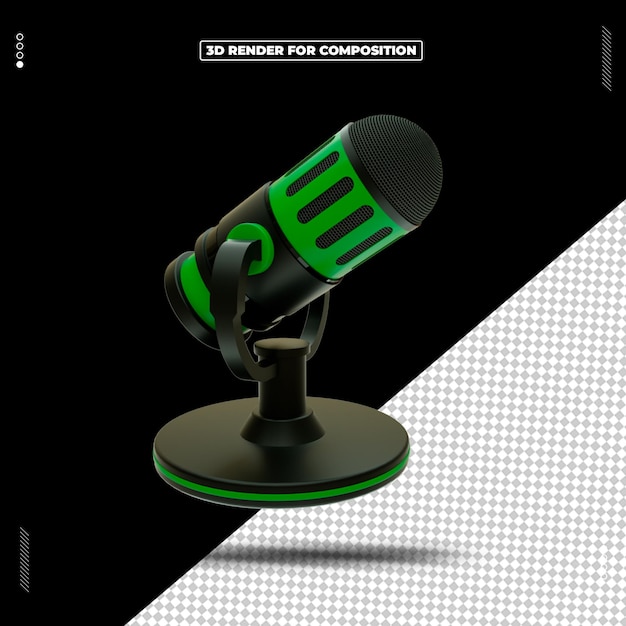 Podcast de micrófono de icono de objeto de renderizado 3D