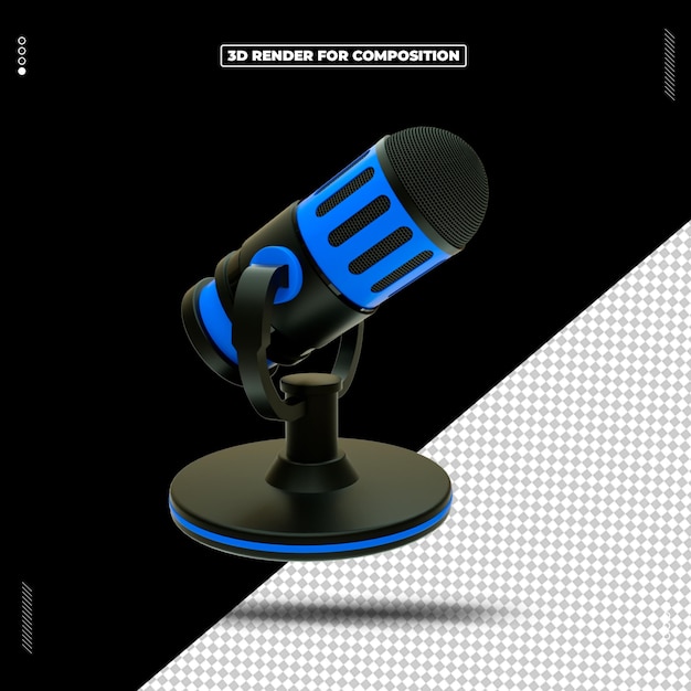 PSD podcast de micrófono de icono de objeto de renderizado 3d